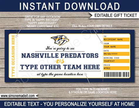 predators hockey game ticket